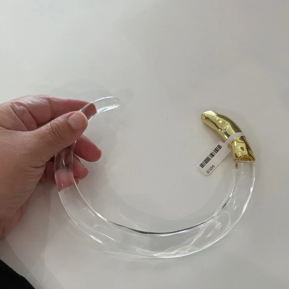 Alexis Bittar Clear and Gold Hinged Acrylic Necklace